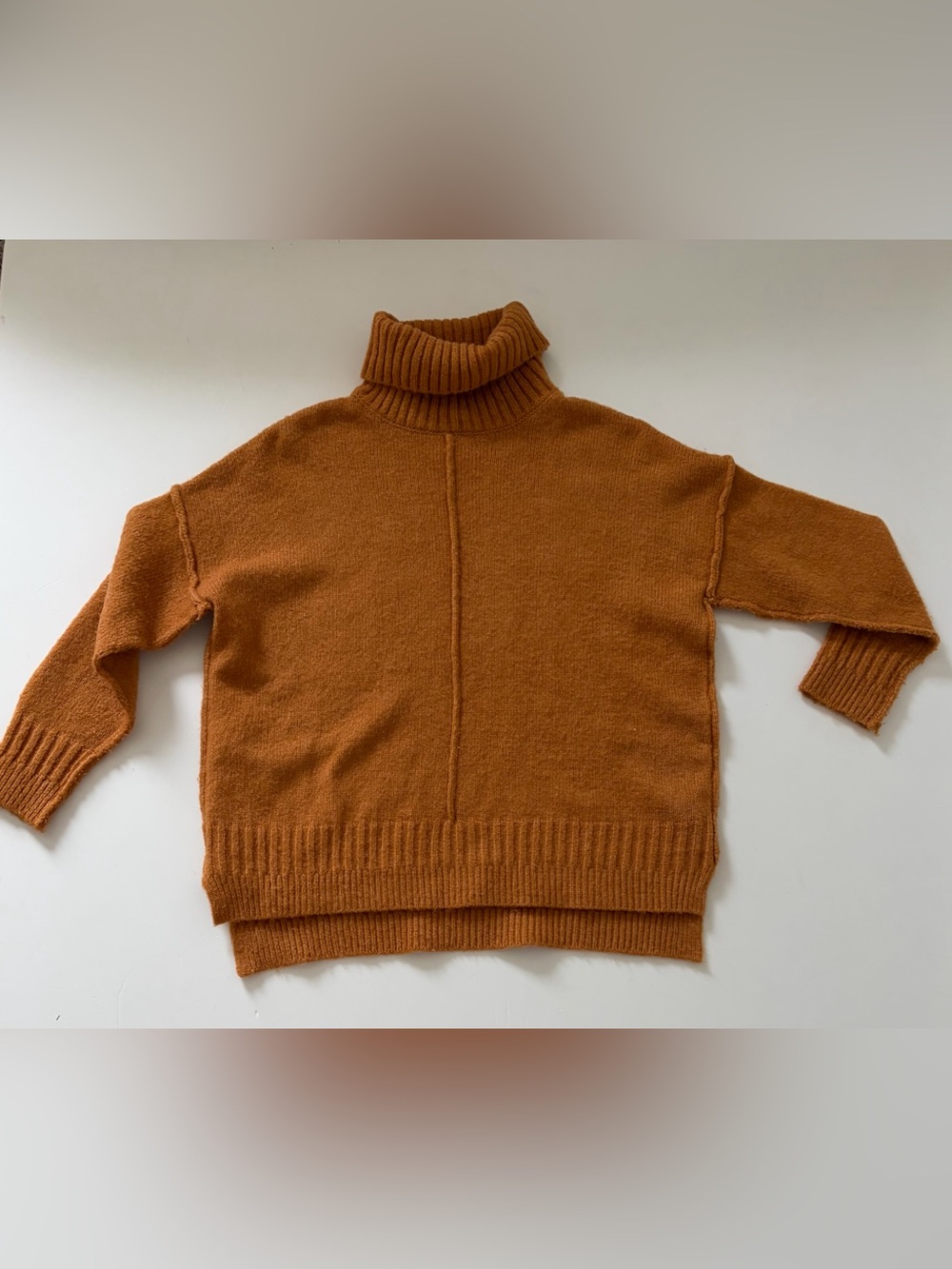Little Lies Women's Rust Turtleneck Sweater - Relaxed Long Sleeve Fit